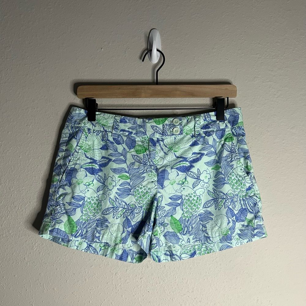 Vineyard Vines Green and Blue Floral Bird Print Shorts Size 2